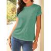 imageEVALESS Womens Casual Polka Dot Tops Crewneck Short Sleeve T Shirts Fashion Outfits 2025 Spring Summer ShirtsJ Green