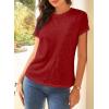 imageEVALESS Womens Casual Polka Dot Tops Crewneck Short Sleeve T Shirts Fashion Outfits 2025 Spring Summer ShirtsJ Red