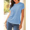 imageEVALESS Womens Casual Polka Dot Tops Crewneck Short Sleeve T Shirts Fashion Outfits 2025 Spring Summer ShirtsJ Sky Blue