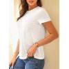 imageEVALESS Womens Casual Polka Dot Tops Crewneck Short Sleeve T Shirts Fashion Outfits 2025 Spring Summer ShirtsJ1 White