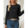 imageEVALESS Womens Tops Trendy Dressy Casual Long Sleeve Crewneck Basic T Shirts Solid Loose Textured Blouses OutfitsA Black