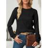 imageEVALESS Womens Tops Trendy Dressy Casual Long Sleeve Crewneck Basic T Shirts Solid Loose Textured Blouses OutfitsA Black