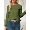 imageEVALESS Womens Tops Trendy Dressy Casual Long Sleeve Crewneck Basic T Shirts Solid Loose Textured Blouses OutfitsA Jungle Green