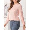 imageEVALESS Womens Tops Trendy Dressy Casual Long Sleeve Crewneck Basic T Shirts Solid Loose Textured Blouses OutfitsA Light Pink