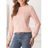 imageEVALESS Womens Tops Trendy Dressy Casual Long Sleeve Crewneck Basic T Shirts Solid Loose Textured Blouses OutfitsA Light Pink