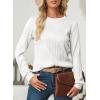imageEVALESS Womens Tops Trendy Dressy Casual Long Sleeve Crewneck Basic T Shirts Solid Loose Textured Blouses OutfitsA White