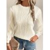 imageEVALESS Womens Tops Trendy Dressy Casual Long Sleeve Crewneck Basic T Shirts Solid Loose Textured Blouses OutfitsBeige