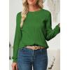 imageEVALESS Womens Tops Trendy Dressy Casual Long Sleeve Crewneck Basic T Shirts Solid Loose Textured Blouses OutfitsBlackish Green