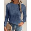 imageEVALESS Womens Tops Trendy Dressy Casual Long Sleeve Crewneck Basic T Shirts Solid Loose Textured Blouses OutfitsBlue