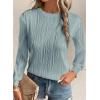 imageEVALESS Womens Tops Trendy Dressy Casual Long Sleeve Crewneck Basic T Shirts Solid Loose Textured Blouses OutfitsMist Blue