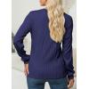 imageEVALESS Womens Tops Trendy Dressy Casual Long Sleeve Crewneck Basic T Shirts Solid Loose Textured Blouses OutfitsNavy Blue