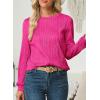 imageEVALESS Womens Tops Trendy Dressy Casual Long Sleeve Crewneck Basic T Shirts Solid Loose Textured Blouses OutfitsRose Red
