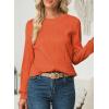 imageEVALESS Womens Tops Trendy Dressy Casual Long Sleeve Crewneck Basic T Shirts Solid Loose Textured Blouses OutfitsRusset Orange