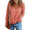 imageEVALESS Spring Tops for Women Beach Fashion 2025 V Neck Summer Tops Long Sleeve Shirts Basic T Shirts Womens ClothingPink