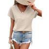 imageEVALESS Womens Cap Short Sleeve Textured Tops Summer Dressy Casual V Neck Solid Loose Basic T Shirts Tee BlousesPale Khaki