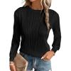 imageEVALESS Womens Tops Trendy Dressy Casual Long Sleeve Crewneck Basic T Shirts Solid Loose Textured Blouses OutfitsA Black