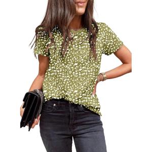 imageEVALESS Womens Casual Polka Dot Tops Crewneck Short Sleeve T Shirts Fashion Outfits 2025 Spring Summer ShirtsD1 Green