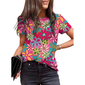 imageEVALESS Womens Casual Polka Dot Tops Crewneck Short Sleeve T Shirts Fashion Outfits 2025 Spring Summer ShirtsE Multicolour