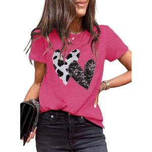 imageEVALESS Womens Casual Polka Dot Tops Crewneck Short Sleeve T Shirts Fashion Outfits 2025 Spring Summer ShirtsJ Rose