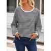 imageEVALESS Long Sleeve Shirts for Women Trendy Lightweight Crew Neck Striped Tee Shirt TopBlack and White