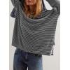 imageEVALESS Long Sleeve Shirts for Women Trendy Lightweight Crew Neck Striped Tee Shirt TopBlack and White