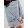 imageEVALESS Long Sleeve Shirts for Women Trendy Lightweight Crew Neck Striped Tee Shirt TopBlue and White