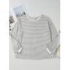 imageEVALESS Long Sleeve Shirts for Women Trendy Lightweight Crew Neck Striped Tee Shirt TopGrey and White