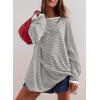 imageEVALESS Long Sleeve Shirts for Women Trendy Lightweight Crew Neck Striped Tee Shirt TopGrey and White