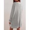 imageEVALESS Long Sleeve Shirts for Women Trendy Lightweight Crew Neck Striped Tee Shirt TopGrey and White