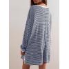 imageEVALESS Long Sleeve Shirts for Women Trendy Lightweight Crew Neck Striped Tee Shirt TopNavy and White