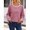 imageEVALESS Long Sleeve Shirts for Women Trendy Lightweight Crew Neck Striped Tee Shirt TopPink Striped