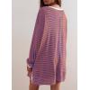 imageEVALESS Long Sleeve Shirts for Women Trendy Lightweight Crew Neck Striped Tee Shirt TopPink Striped