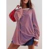 imageEVALESS Long Sleeve Shirts for Women Trendy Lightweight Crew Neck Striped Tee Shirt TopPink Striped