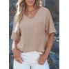 imageEVALESS Womens Summer Tops Oversized T Shirts Short Sleeve Blouses for Women Dressy Casual Work OutfitsKhaki