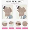 imageEVALESS Womens Summer Tops Oversized T Shirts Short Sleeve Blouses for Women Dressy Casual Work OutfitsKhaki