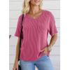 imageEVALESS Womens Summer Tops Oversized T Shirts Short Sleeve Blouses for Women Dressy Casual Work OutfitsRose Red