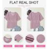 imageEVALESS Womens Summer Tops Oversized T Shirts Short Sleeve Blouses for Women Dressy Casual Work OutfitsViolet