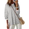 imageEVALESS Long Sleeve Shirts for Women Trendy Lightweight Crew Neck Striped Tee Shirt TopGrey and White