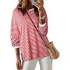 imageEVALESS Long Sleeve Shirts for Women Trendy Lightweight Crew Neck Striped Tee Shirt TopRed and White