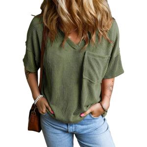 imageEVALESS Womens Summer Tops Oversized T Shirts Short Sleeve Blouses for Women Dressy Casual Work OutfitsGreen