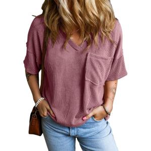 imageEVALESS Womens Summer Tops Oversized T Shirts Short Sleeve Blouses for Women Dressy Casual Work OutfitsPurple