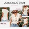 imageEVALESS Shirts for Women Fashion 2025 Cowl Neck Tops for Women Dressy Casual Short Sleeve Clothes Summer OutfitsApricot