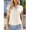 imageEVALESS Shirts for Women Fashion 2025 Cowl Neck Tops for Women Dressy Casual Short Sleeve Clothes Summer OutfitsApricot