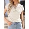 imageEVALESS Shirts for Women Fashion 2025 Cowl Neck Tops for Women Dressy Casual Short Sleeve Clothes Summer OutfitsApricot