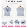 imageEVALESS Shirts for Women Fashion 2025 Cowl Neck Tops for Women Dressy Casual Short Sleeve Clothes Summer OutfitsBeau Blue