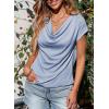imageEVALESS Shirts for Women Fashion 2025 Cowl Neck Tops for Women Dressy Casual Short Sleeve Clothes Summer OutfitsBeau Blue