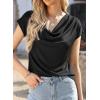imageEVALESS Shirts for Women Fashion 2025 Cowl Neck Tops for Women Dressy Casual Short Sleeve Clothes Summer OutfitsBlack