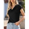 imageEVALESS Shirts for Women Fashion 2025 Cowl Neck Tops for Women Dressy Casual Short Sleeve Clothes Summer OutfitsBlack
