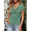 imageEVALESS Shirts for Women Fashion 2025 Cowl Neck Tops for Women Dressy Casual Short Sleeve Clothes Summer OutfitsGrass Green