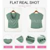 imageEVALESS Shirts for Women Fashion 2025 Cowl Neck Tops for Women Dressy Casual Short Sleeve Clothes Summer OutfitsGrass Green